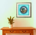 Brown sofa and a wooden table in living room interior with plant